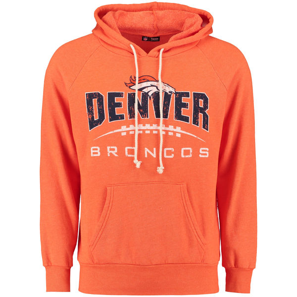 Men Denver Broncos Majestic First Down TriBlend Pullover Hoodie Orange